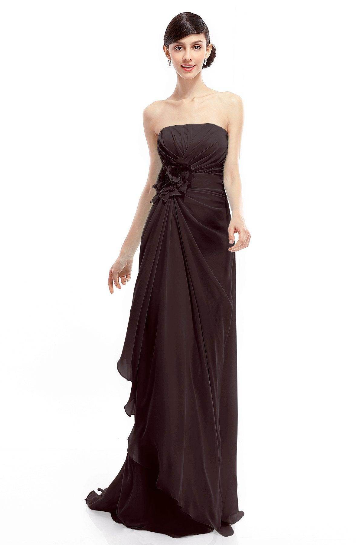 Sheath Sweep Train Chiffon Bridesmaid Dresses COLT1400B - COCOMELODY